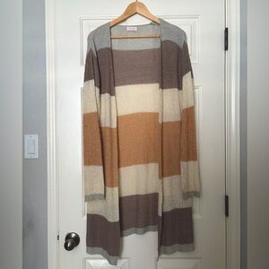 Pink lily longline knitted cardigan